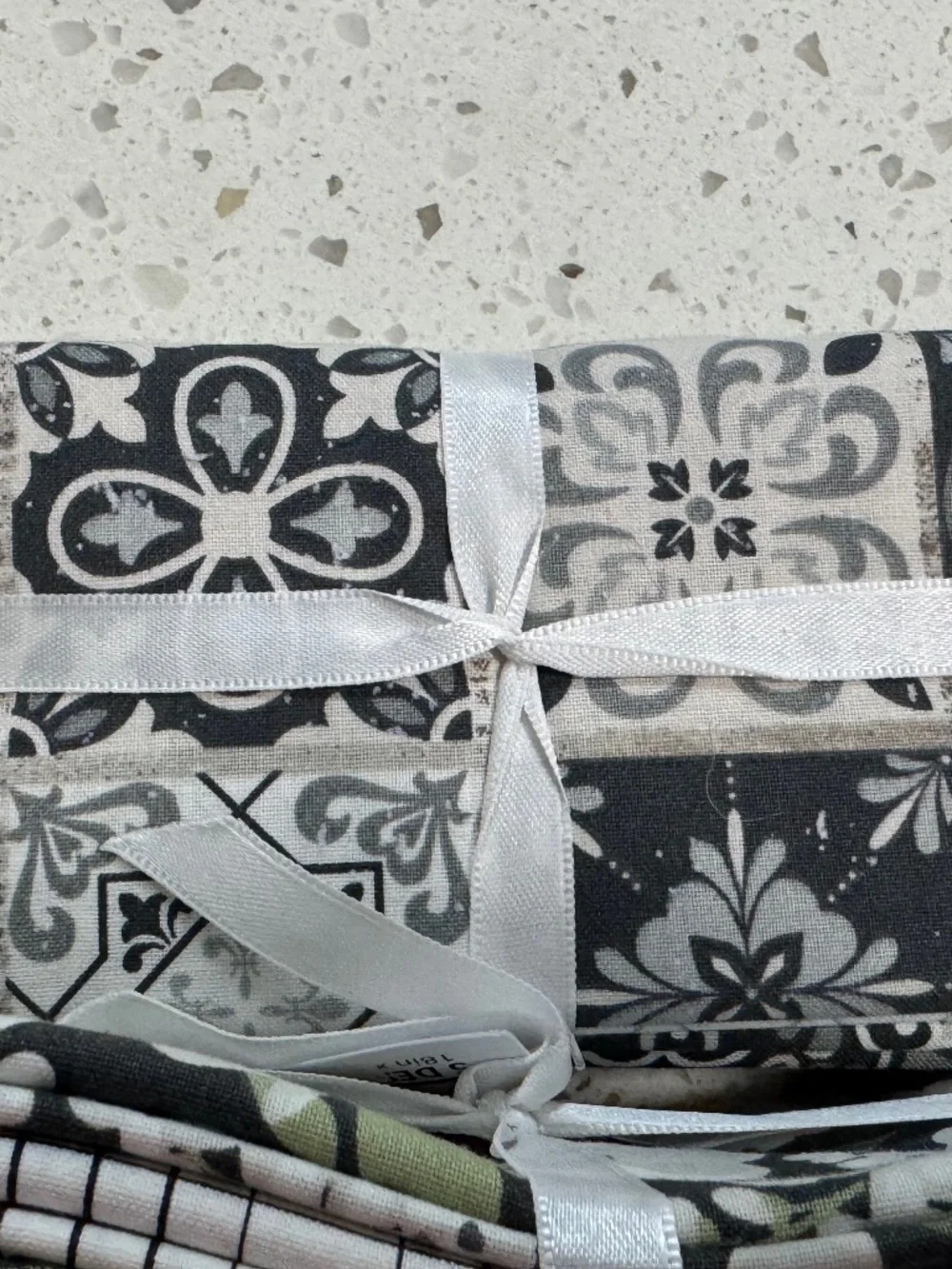 Quilt Pieces in Greens, Blacks, Grays and Creams Modern Farmhouse